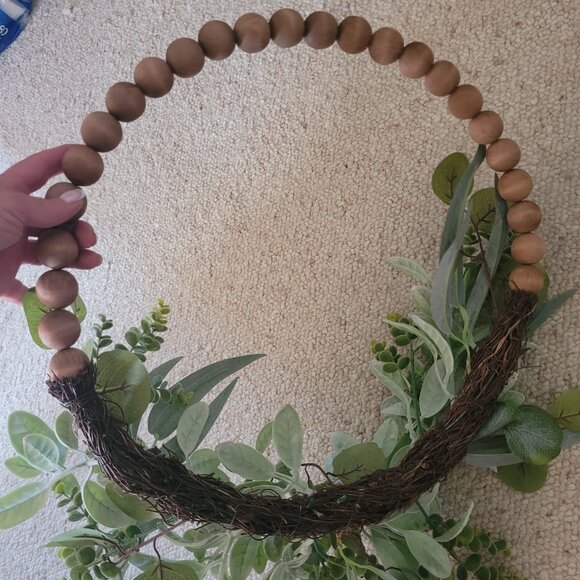 Beaded eucalyptus greenery door or wall wreath farmhouse - Picture 2 of 3